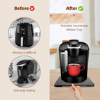 360° Rolling Tray Bamboo Appliance Slider for Kitchen Appliances, Coffee Maker Mat Tray for Countertops Sliding Tray for Coffee Maker Appliances Mat Easily from Under The Cabinet Black 11.6×13.9