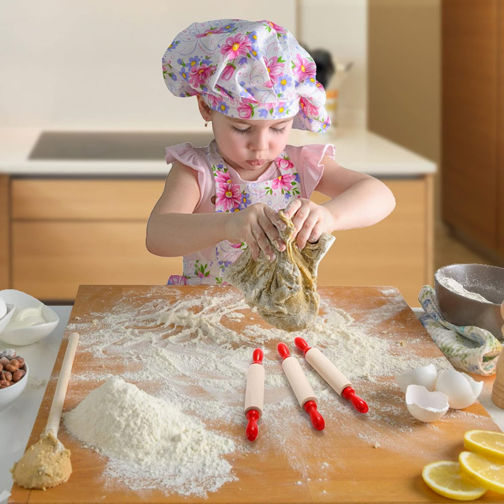 SOUJOY Set of 12 Mini Rolling Pin, 8 Inch Wood Dough Roller for Baking with Red Handle, Small Clay Rolling Pin for Craft Fondant Pastry Pizza Crafting and Imaginative Play