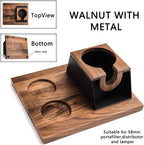 Espresso Tamper Station 58mm Wooden Espresso Tamper Holder Base Coffee Tamper Stand with 2 Coffee Puck Screen Accessories Organizer Box for 58mm Tamper and Distributor