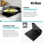 Kraus Self-Draining Silicone Dish Drying Mat and Silicone Soap Dish Holder for Bathroom or Kitchen Counter in Black, KDM-10-05BL