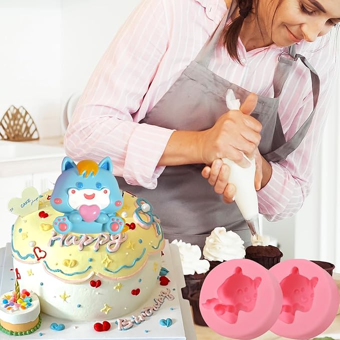 1 Pcs Pony Chocolate Fondant Mold, Cartoon Animal Cake Decoration Silicone Mold, for Kitchen Baking Cookies Butter Dough Making Candy Jelly Pudding, Clay Works Flower Paste Resin Plaster