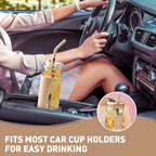 Kodrine 24oz Glass Tumbler with 2 Lids and Straws, Glass Cup With Bamboo Lid and On-the-go Lid, Reusable Iced Coffee Cup, Ideal for Smoothie, Cold Drinks, Fit Cup Holder, BPA Free(1, Amber)