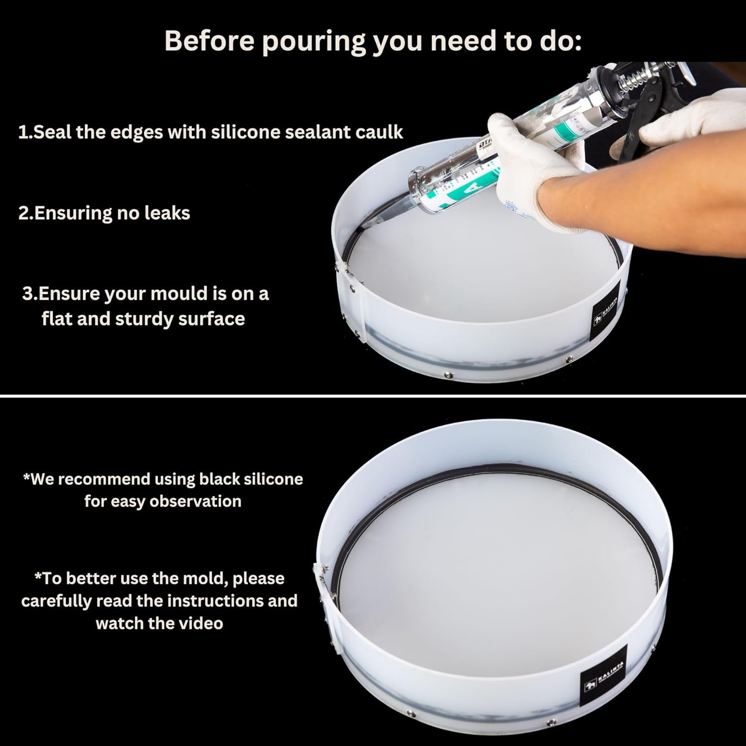 Resin Mold Large Round Deep -Kalinta 42inch Reusable Epoxy Round Molds for Resin Clock, Serving Tray Board, End Table，Floral Preservation Bouquet