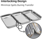 3-Piece Stainless Steel Breading Set – Interlocking Coating Trays for Chicken, Fish, Meat | Non-Slip, Dishwasher Safe, Oven Safe | Stackable Space-Saving Design for Flour, Egg, Breadcrumbs