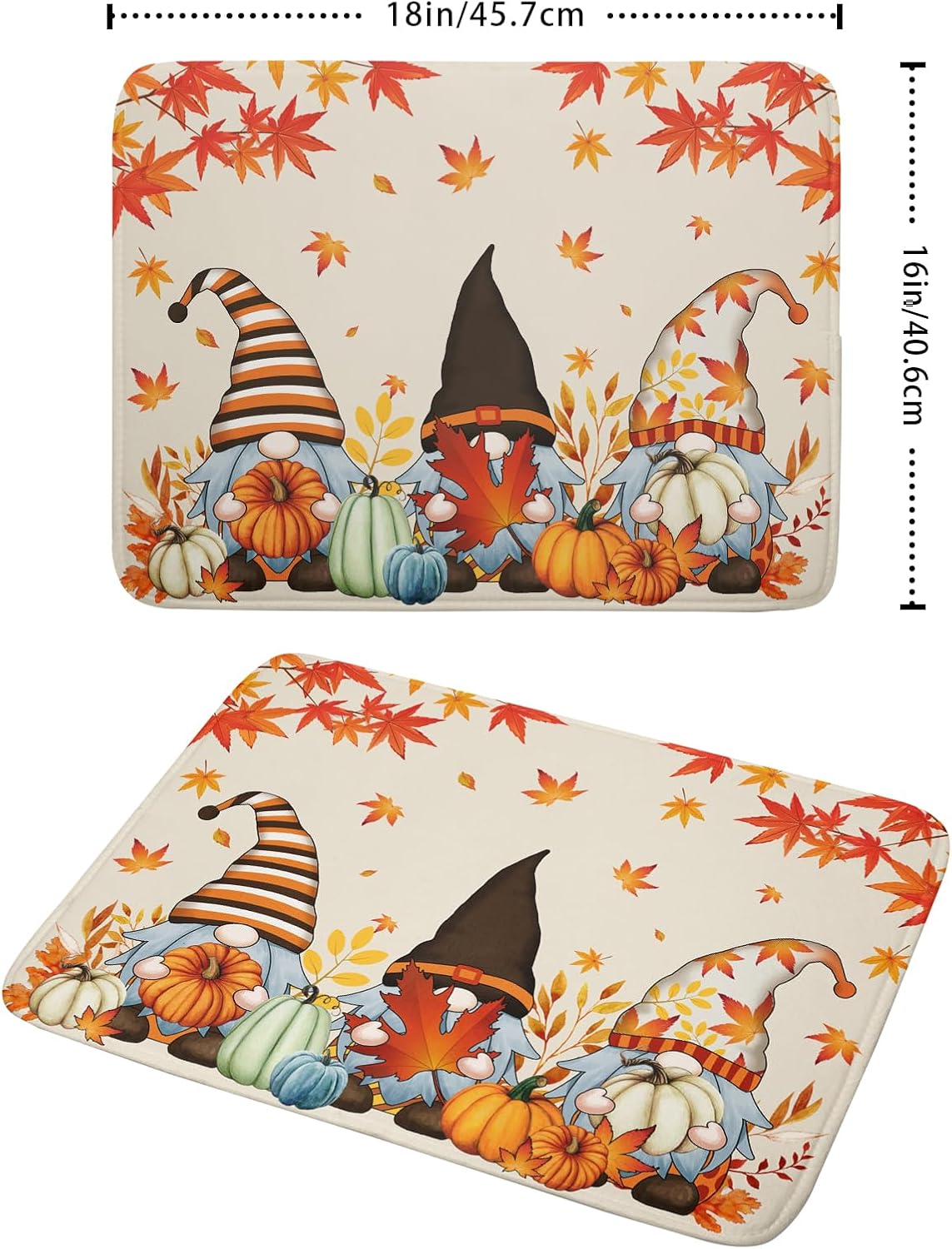 Fall Gnome Dish Drying Mat for Kitchen Counter Fall Pumpkin Dish Drying Mat Absorbent Fast Dry Drying Mat 16x18 Inch Thanksgiving Day Maple Leaves Dishes Pad Dish Drainer Rack Mats Fall Decor