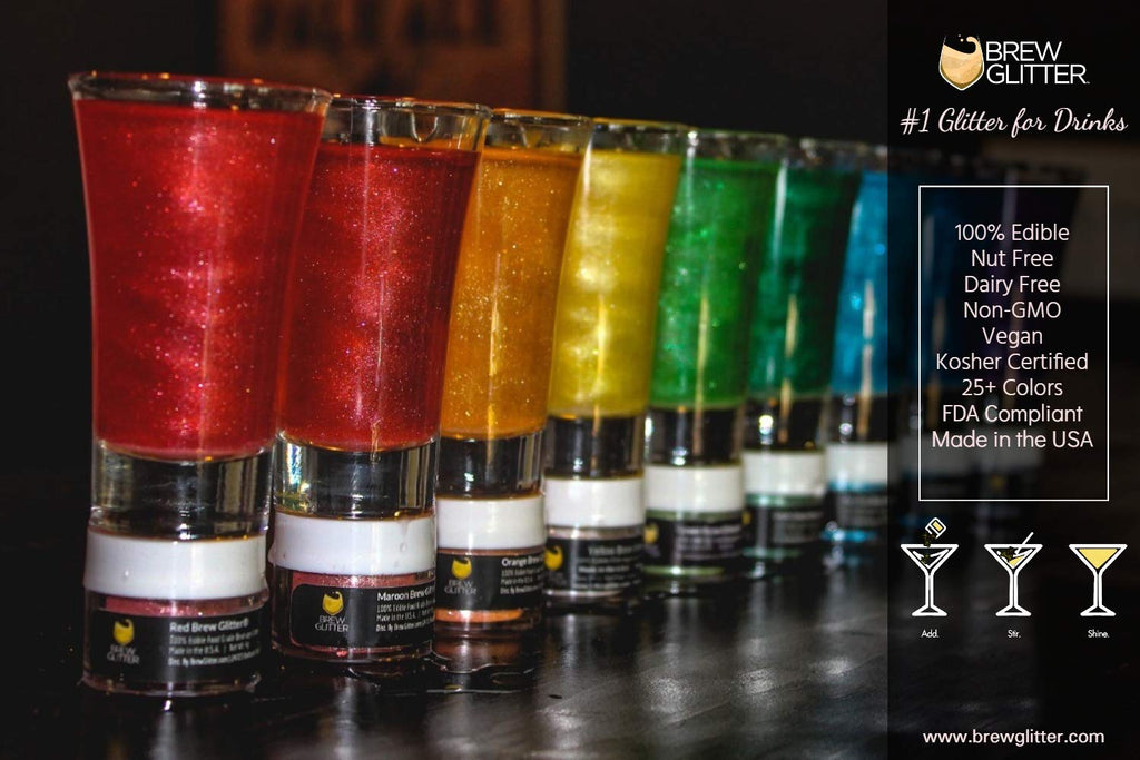 White BREW GLITTER Edible Glitter For Drinks, Cocktails, Beer, Garnish Glitter & Beverages | KOSHER & HALAL Certified | 100% Edible & Food Grade | Vegan, Gluten, Nut Free (25g, White)