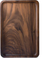 Rustic Walnut Wooden Tray Solid Wood Serving Tray Square Rectangle Platter Tea Tray Coffee Table Tray (Rectangle Large (13x9x0.8inch))