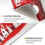 Christmas Reindeer Moon Star Red Dish Drying Mat for Kitchen Counter,White Xmas Tree Castle Drying Mat 18 x 24 Inch with Absorbent Reversible Microfiber Dish Drying Pad for Coffee Bar