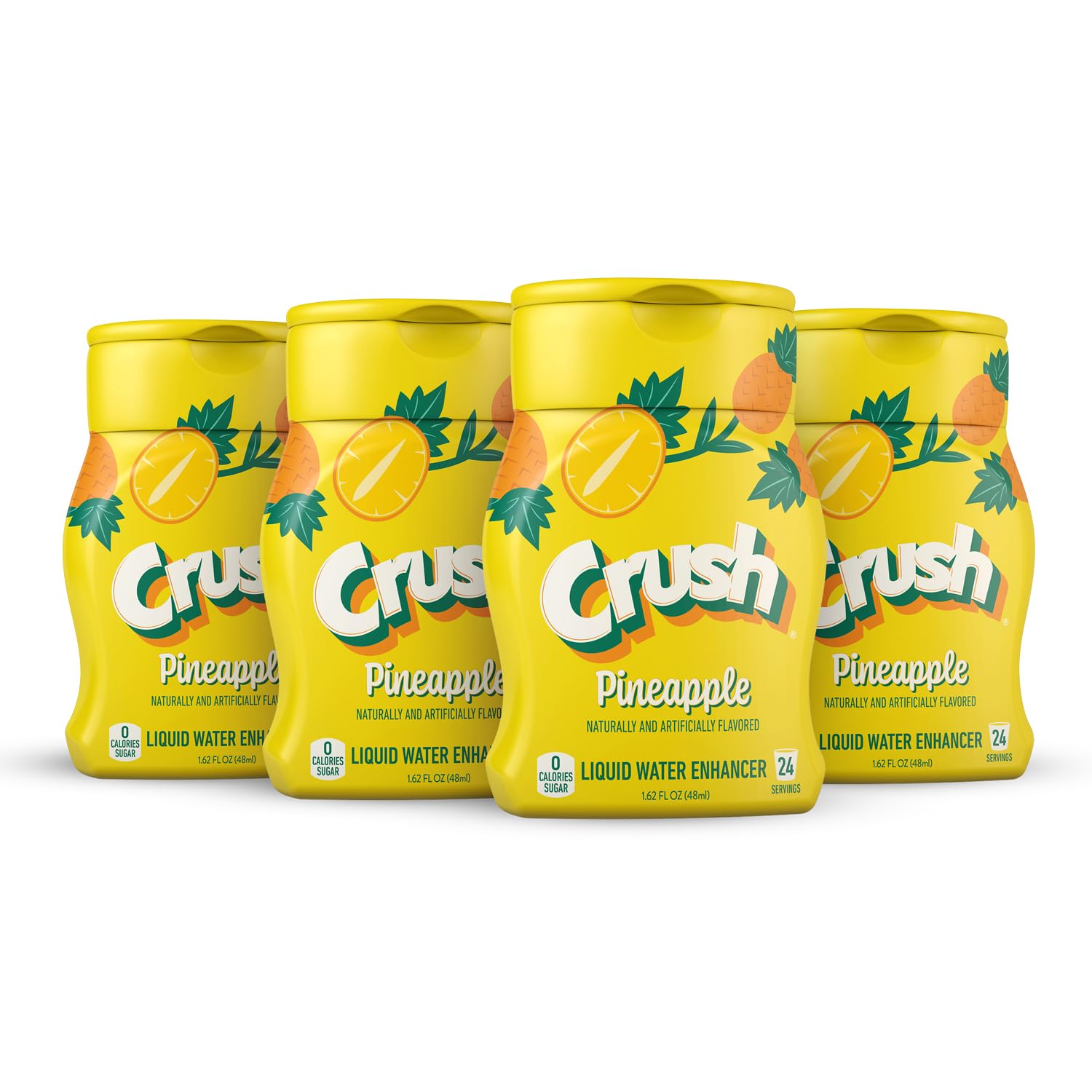 Crush, Pineapple, Liquid Water Enhancer – New, Better Taste! (4 Bottles, Makes 96 Flavored Water Drinks) – Sugar Free, Zero Calorie