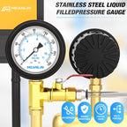 MEANLIN MEASURE 0~160Psi Stainless Steel Liquid Filled Pressure Gauge 1/4" NPT 2.5" FACE DIAL with Rubber Protective Sleeve, Lower Mount