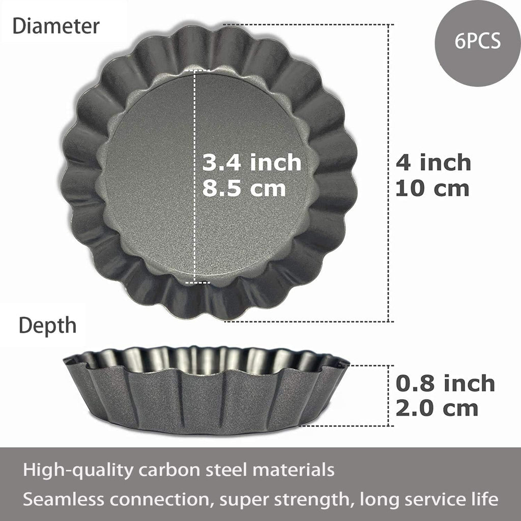 Tart Pans 4 Inch with Removable Bottom Fluted Pie Tart Pans, Round Non-Stick Pan Quiche Pan, for Baking Pizza Mousse Cakes, Christmas Dessert