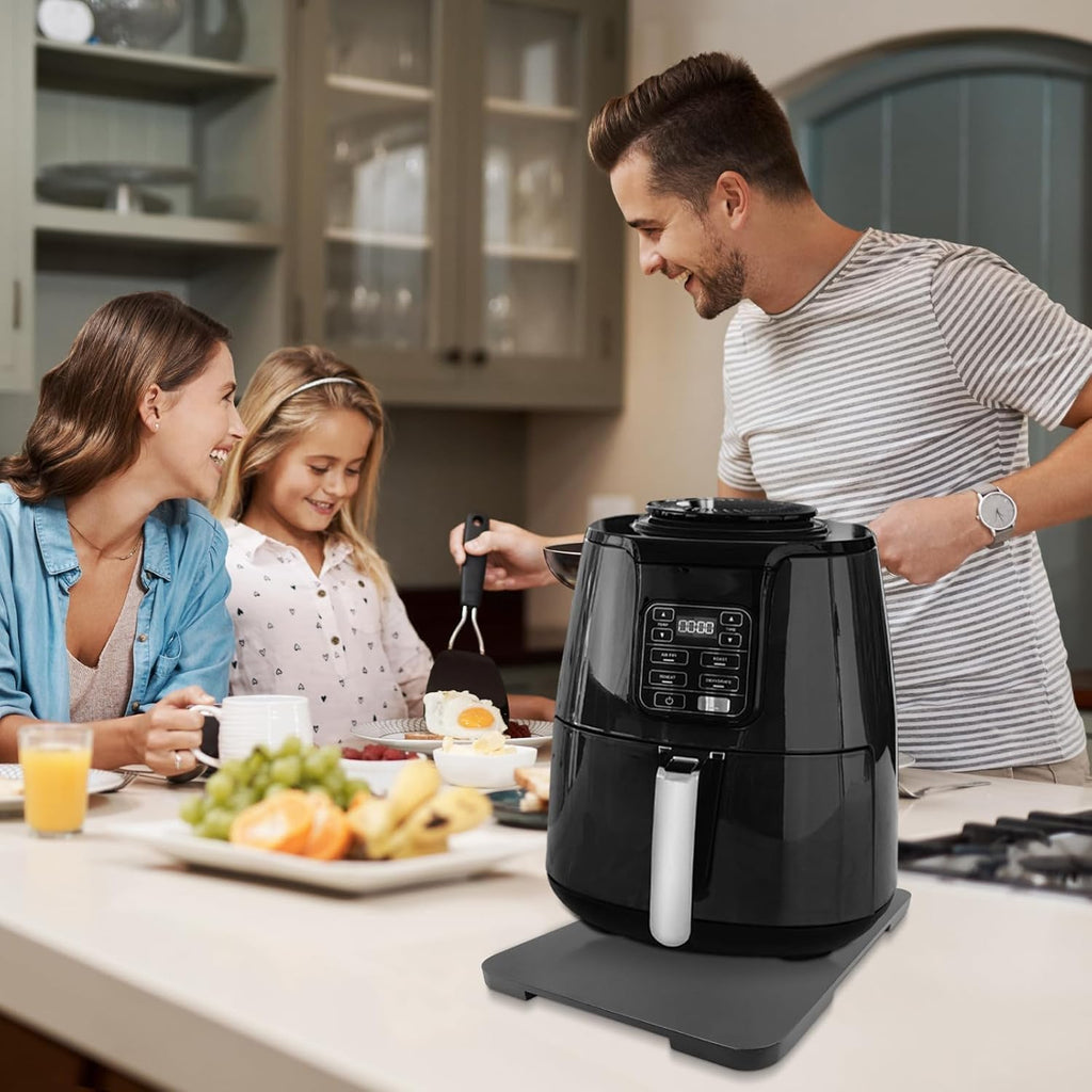 360° Rolling Tray Bamboo Appliance Slider, Appliance Sliders for Kitchen Appliances Sliding Tray for Coffee Maker Appliances Mat Easily from Under The Cabinet Black(13.9"×9.4")