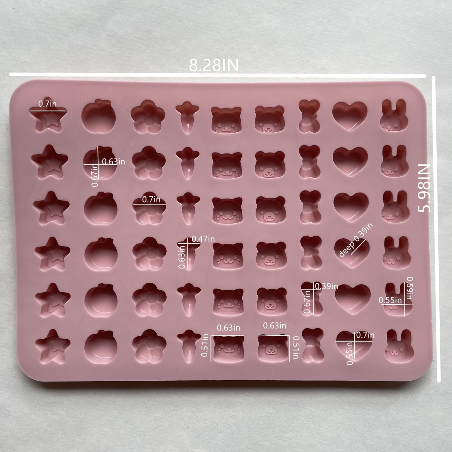 Mini Silicone Molds,120 Cups Chocolate Drops Mold,Fondant Cake Mold for Chocolate,Hard Candy,Biscuits,Cookie,Jelly,Sugarcraft,Homemade Treats and DIY Baking,2 Pack(66 Fruit & 54 Animal) Pink