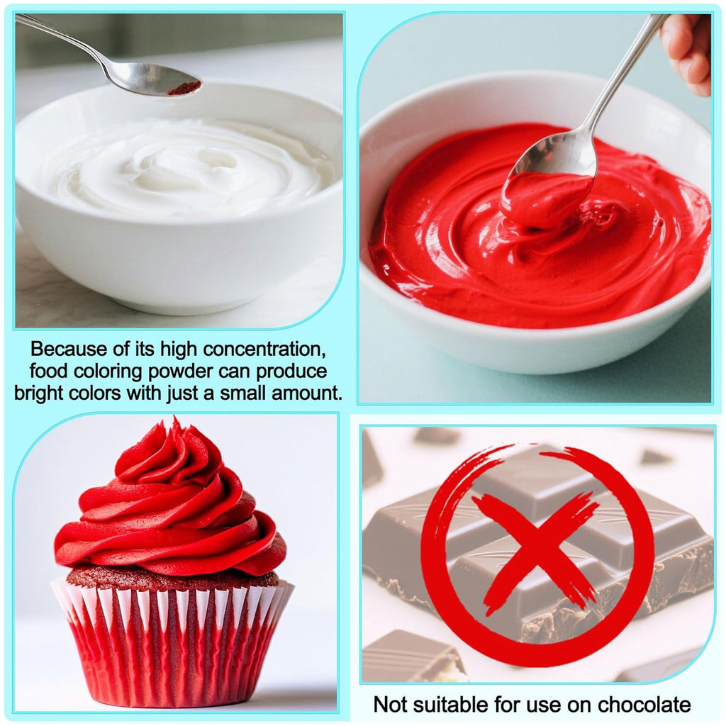 Food Coloring Powder - 15 Bright Colors Flavorless Food Dye, High Concentrated Upgraded Food Coloring for Icing, Baking, Cake Decorating, Cooking, Frosting - 5g/bottles