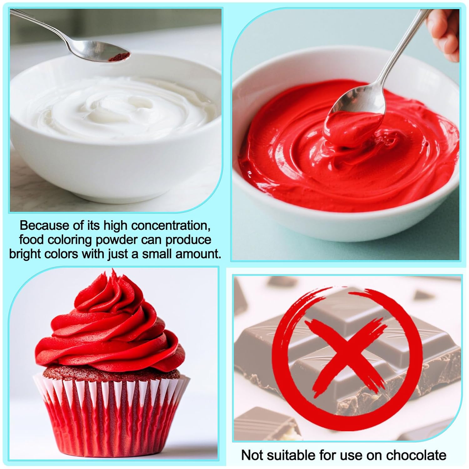 Food Coloring Powder - 15 Bright Colors Flavorless Food Dye, High Concentrated Upgraded Food Coloring for Icing, Baking, Cake Decorating, Cooking, Frosting - 5g/bottles