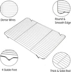 P&P CHEF Cooling Baking Rack Pack of 2, Stainless Steel Cooling Racks for Cooking Baking Roasting Grilling Drying, Dense Wires & Smooth Edge, Easy to clean, Silver, 16.6" x 11.5"