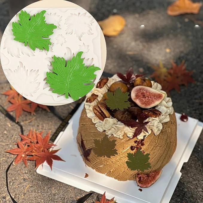 1 Pcs Maple Leaf Fondant Mold, Plant Leaf Chocolate Silicone Molds, for Autumn Theme Party Kitchen Baking Cake Decoration Cupcake Topping Cookie Candy Dough Gum Modeling Clay Keychain UV Resin