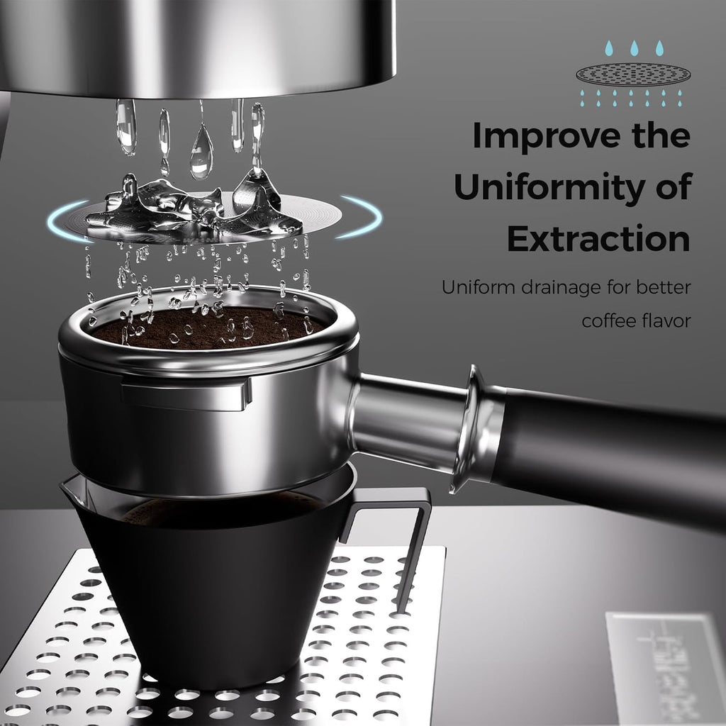 MHW-3BOMBER 58mm Espresso Puck Screen - 0.2mm Ultra Thin Espresso Puck - Metal Reusable Coffee Filter for Portafilter Basket 58mm - Puck Screen with Titanium Coating FG7046B-OS