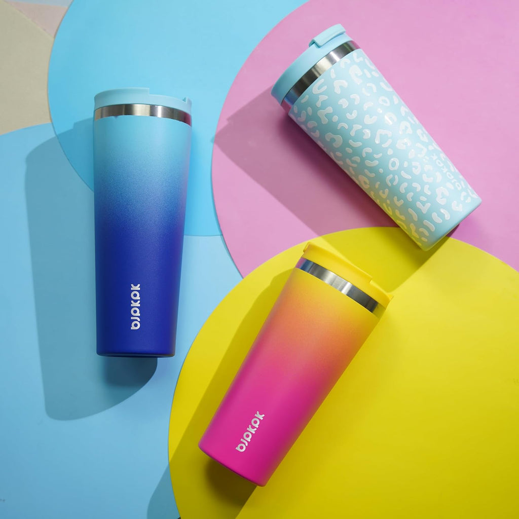 BJPKPK 26oz Tumbler With lid And Straw Stainless Steel Travel Coffee Mug Insulated Tumblers Cups,Light Blue Leopard