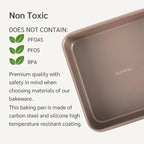 Nonstick Non Toxic 9x13 in Baking Pan for oven | Cake Mold 9 x 13 Non Stick Nontoxic | Carbon Steel Gold Brownies Pans 13x9 inches | Rectangle Brownie Tray 9 by 13 inch | Baking Ware