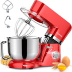 Stand Mixer, POWWA 7.5 QT Electric Mixer, 6+P Speed 660W Household Tilt-Head Kitchen Food Mixers with Whisk, Dough Hook, Mixing Beater & Splash Guard for Baking, Cake, Cookie, Kneading (Red)