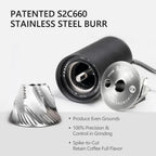 TIMEMORE Chestnut C3S Manual Coffee Grinder, Stainless Steel S2C Conical Burr Coffee Grinder, Hand Coffee Grinder, Adjustable Grind Setting for Travel/Camping/Home, Black