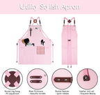 5 Pack Kitchen Apron, Work Apron, Canvas, Multiple Pockets, Gardening, Painting, BBQ, Artist, Carpenter, Sizes M to XXL, Pink