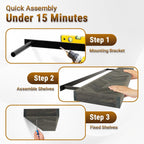 24" Acacia Chevron Floating Shelves Set of 2 - Wall Mounted Wooden Shelf for Stylish Home Décor - Mocha Color - 24x6.7x1.5 Inches