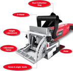 AOBEN Biscuit Cutter Plate Joiner 8.5 Amp With No. 0 Wood(30 Pcs) No. 10 Wood(30 Pcs) No. 20 Wood(50 Pcs), 4" Tungsten Carbide Tipped Blade, Adjustable Angle And Dust Bag