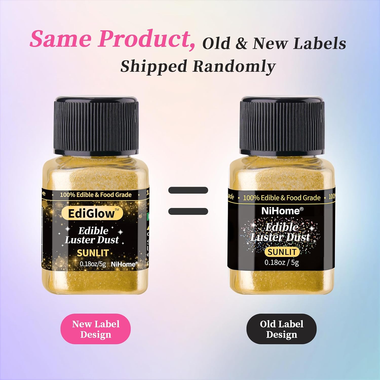 NiHome Edible Food-Grade Glimmer Powder Glitter Luster Dust Metallic Food Decorating Sprinkle Glimmery Dust for Drink Wine Beverage Cake Candy Dessert Bakery Restaurant Vegan (0.18oz/5g, Girl Pink)