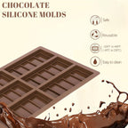 2 Pack Chocolate Bar Mold Deep for Stuffed Bar, Non-Stick Thick Chocolate Molds, Silicone Chocolate Candy Molds for Knafeh Pistachio Chocolate Bar, Candy, DIY Handmade Gifts (5 Snap+10 Snap)