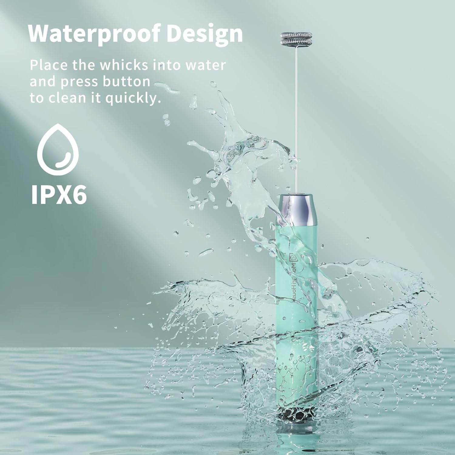 Maestri House Rechargeable Milk Frother, LunaFro NS Handheld Electric Foam Maker Waterproof Detachable Stainless Steel Whisk Drink Mixer Foamer for Lattes, Cappuccino, No Stand