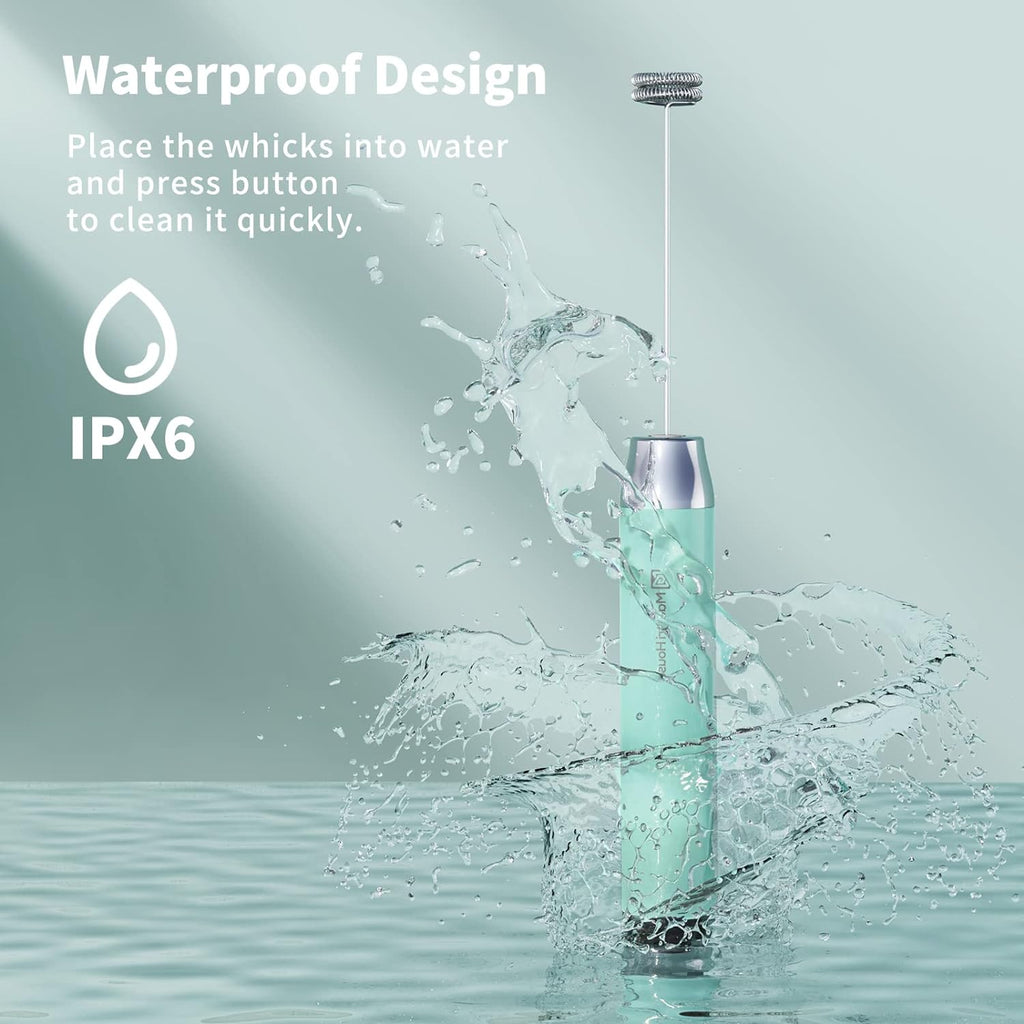 Maestri House Rechargeable Milk Frother with 3 Heads, LunaFro AS Handheld Electric Foam Maker Waterproof Detachable Stainless Steel Whisk Drink Mixer Foamer with Stand for Lattes, Cappuccino, Egg