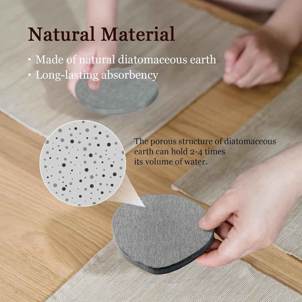 Instant Dry Stone Absorbent Diatomite Coaster Set of 6 for Drinks Wine Coffee, Modern Unique Cup Diatomaceous Earth Coasters for Coffee Table Office Desk, Grey and White