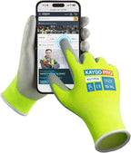 KAYGO Safety Work Gloves PU Coated for Men and Women- KG11P,12 Pairs,Seamless Knit Glove with Two Fingers Touchscreen,Ideal for General Duty Work (Green,XL)