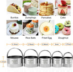 HULISEN Biscuit Cutter Set (5 Pieces/Set), Stainless Steel Round Biscuit Cutters with Handle, Wave Cookies Cutter with Fluted Edge, Professional Baking Dough Tools, Gift Package (Wave)