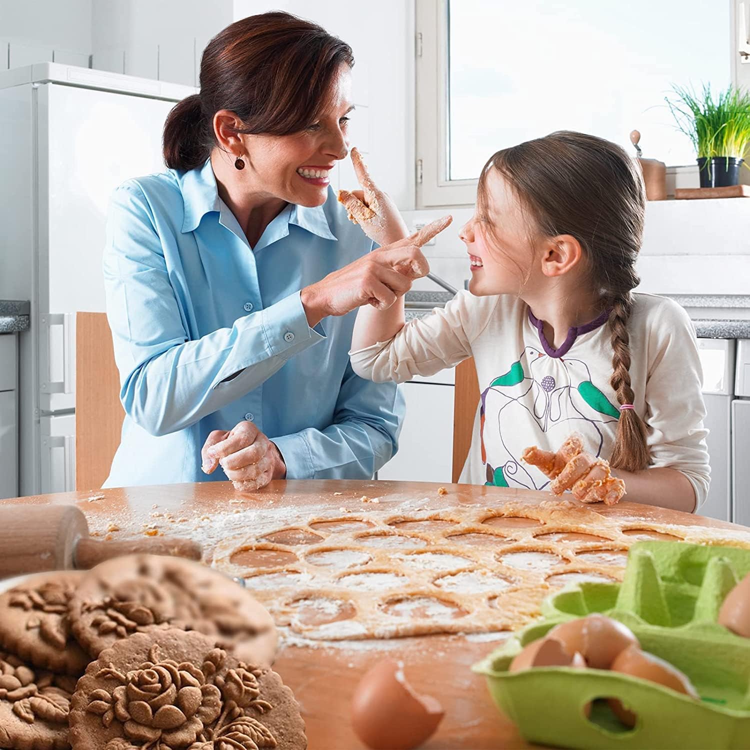 Wooden Cookie Molds, Wooden Cookie Biscuit Mold Baking Cookie Mold Wooden Carved Mold Cookie Cutter Embossing Mold, DIY Shapes Cookie Stamp,Gingerbread Mold,Pine Cone Mold (Deer)