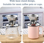 Small Size Pour Over Coffee Dripper, Stainless Steel Metal Cone Drip Coffee Filter, Paperless and Permanently Reusable, Double Mesh Coffee,TeaFilter for 1-2 Cups