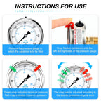 MEANLIN MEASURE 0~300Psi Liquid Filled Pressure Gauge 1/4" NPT 2.5" FACE DIAL Stainless Steel Glycerin Filled WOG Water Oil Air Back Mount (with 2PCS Snaps)