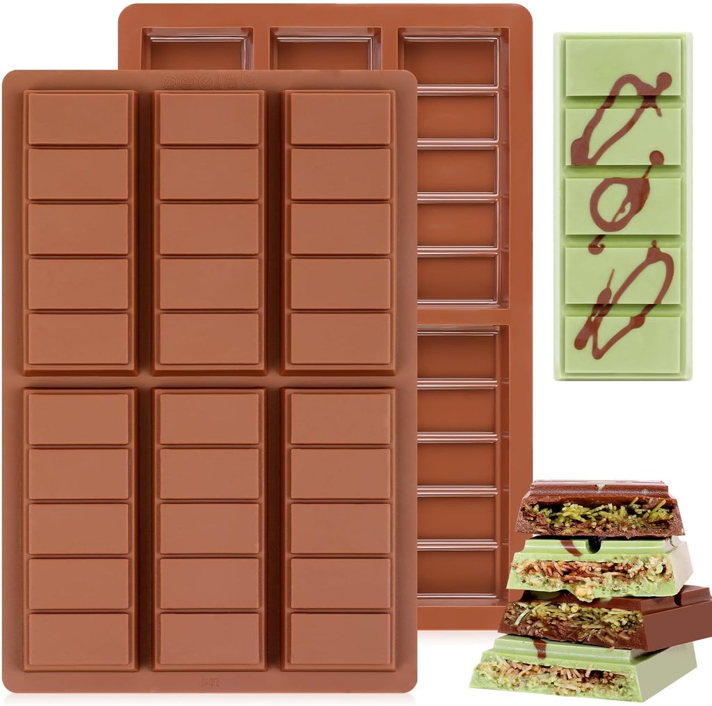 Chocolate Molds - Non-Stick Chocolate Bar Mold, Food Grade Silicone Deep Chocolate Bar Mold for Dubai Chocolate Bar Pistachio, Chocolate Snacks - Set of 2