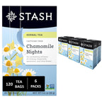 Stash Tea Chamomile Nights Herbal Tea - Naturally Caffeine Free, Non-GMO Project Verified Premium Tea with No Artificial Ingredients, 20 Count (Pack of 6) - 120 Bags Total