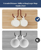 Mug Hooks Under Cabinet 3 Pack, Coffee Cup Hooks for Hanging Under Shelf, Mug Organizer Rack with 12 Hooks for Displaying Mugs, Coffee Cups and Kitchen Utensils, Brown