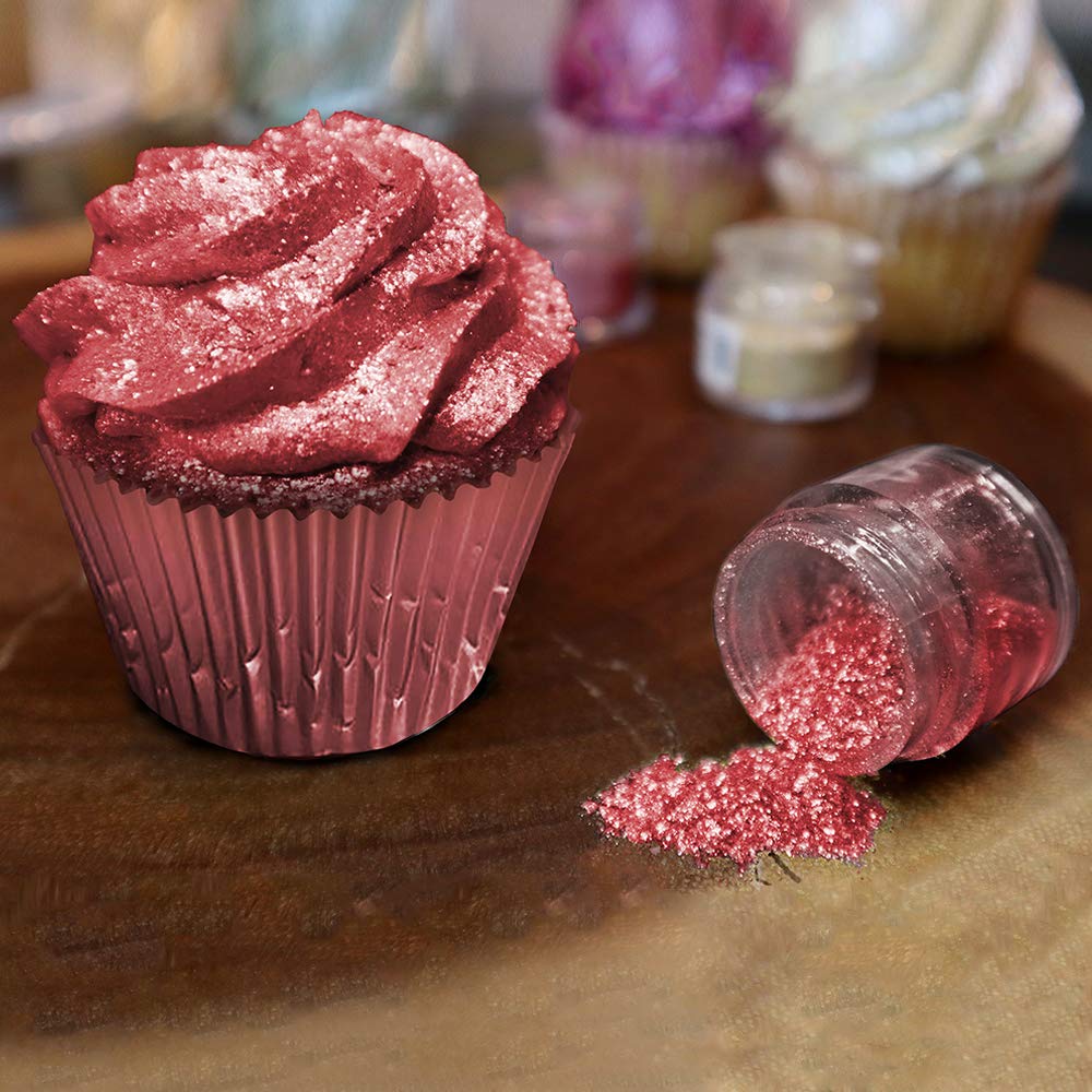 Bakell Bulk Size | Red Tinker Dust Edible Glitter Jar | Food Grade Gourmet Dessert, Foods, Drink Garnish Sparkle Sprinkle Burgundy 25g