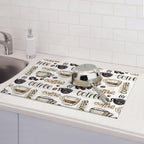 Coffee Dish Drying Mat 18 x 24 Inch, Coffee Drying Mat Absorbent Reversible Microfiber Coffee Kitchen Mat Dish Rack Pad Dish Drainer Mat Brown Coffee Mat for Kitchen Counter Coffee Bar