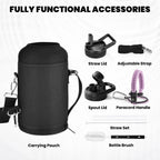 Insulated Water Bottle 64 oz, Triple Wall Vacuum Stainless Steel (Cold for 48 Hrs), Leak Proof & Non-BPA, Half Gallon Water Flask Jug with Paracord Handle & Straw Spout Lids, Lilac