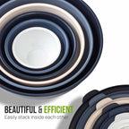 Zulay Kitchen 12 Piece Plastic Mixing Bowls with Leak-Proof Lids Set - Microwave and Freezer Safe Kitchen Mixing Bowls for Preparing, Serving and Storing - Large Nesting Bowls (Navy Ombre)