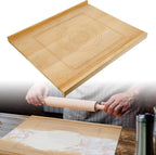 Reversible Wood Pastry Board, 20"X24"Kneading Board, Pastry Board for Rolling Dough, Pastry Board With Edge Blocking, Pasta Board Wood with Engraved Ruler for Counter Top Kitchen