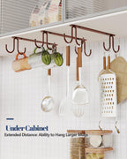 Mug Hooks Under Cabinet 3 Pack, Coffee Cup Hooks for Hanging Under Shelf, Mug Organizer Rack with 12 Hooks for Displaying Mugs, Coffee Cups and Kitchen Utensils, Brown