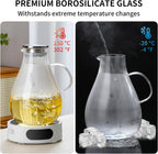 UNBREAKABLE - 1 Gallon Glass Pitcher – 3800ml Heat-Resistant Borosilicate Water Jug with Stainless Steel Lid, Easy to Clean, Handmade Carafe for Hot & Cold Drinks – Modern Style for Home or Office