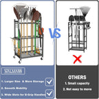 WALMANN Garden Tool Organizer with Wheels for Garage, Rakes/Shovels/Yard Tools Storage Stand for Garden, Shed, Indoor/Outdoor Long-Handled Tools Rolling Cart